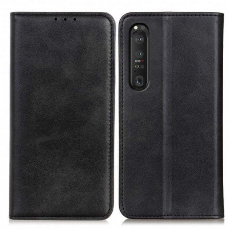 Flip Cover Sony Xperia 1 III Cuir Fendu Élégance