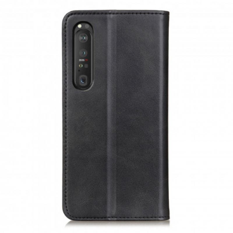 Flip Cover Sony Xperia 1 III Cuir Fendu Élégance