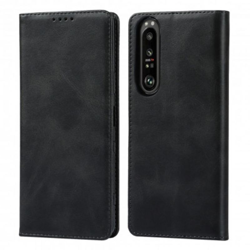 Flip Cover Sony Xperia 1 III Cuir Véritable Classique