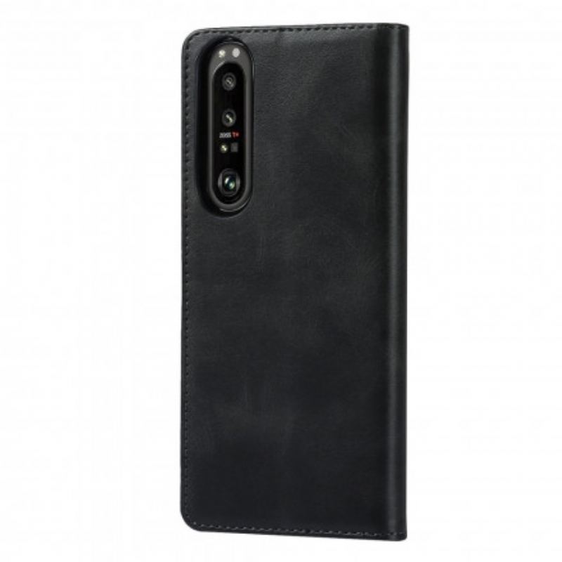 Flip Cover Sony Xperia 1 III Cuir Véritable Classique