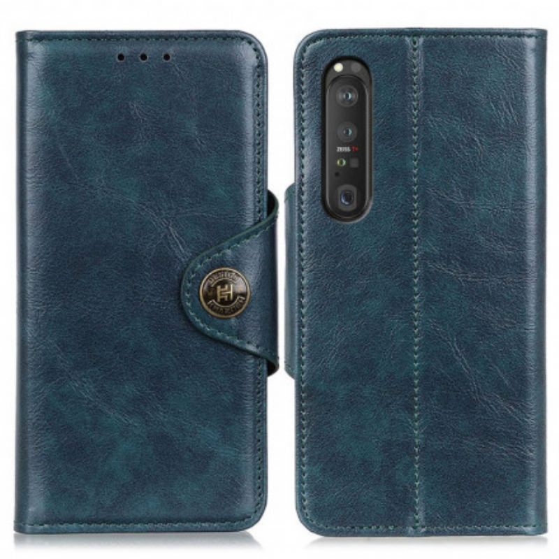 Housse Sony Xperia 1 III Simili Cuir Bouton Verni