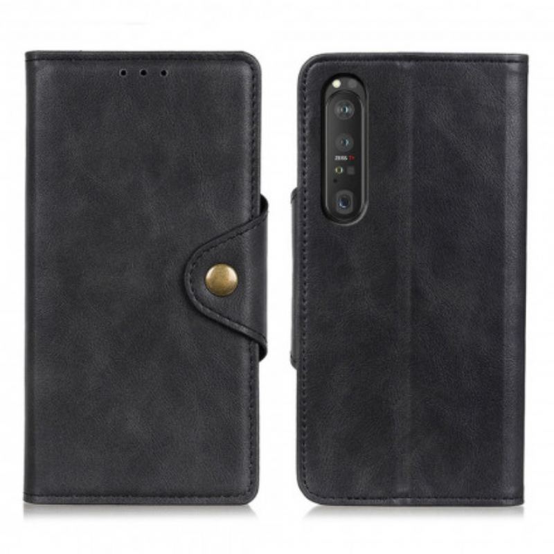 Housse Sony Xperia 1 III Simili Cuir Vintage Bouton