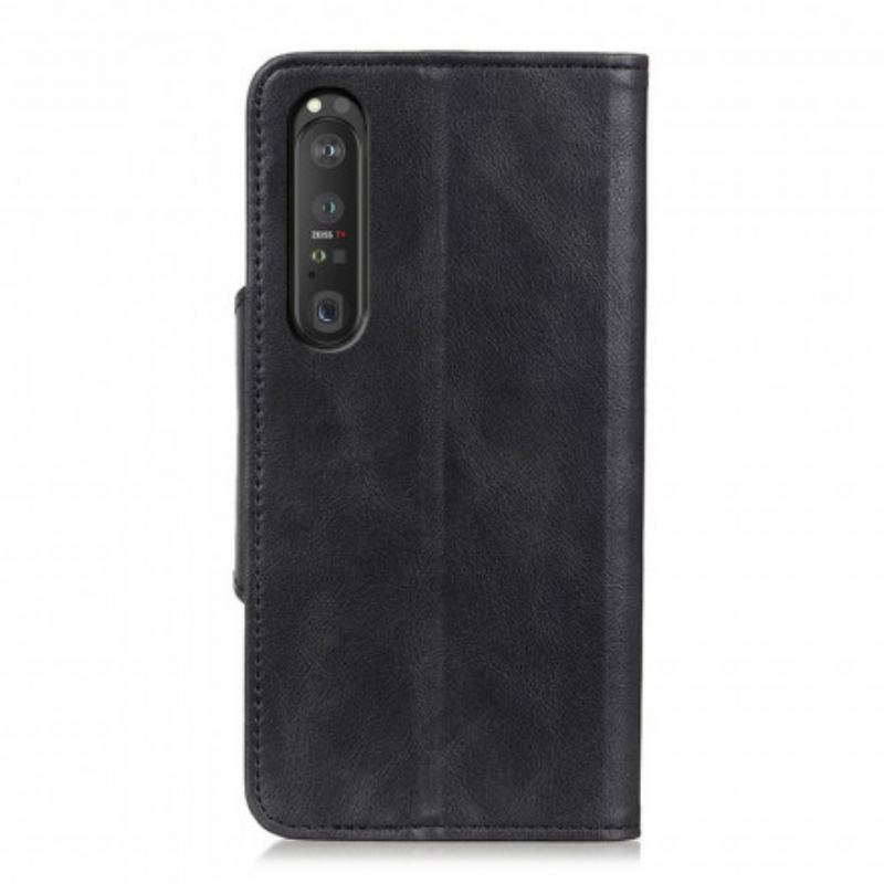 Housse Sony Xperia 1 III Simili Cuir Vintage Bouton