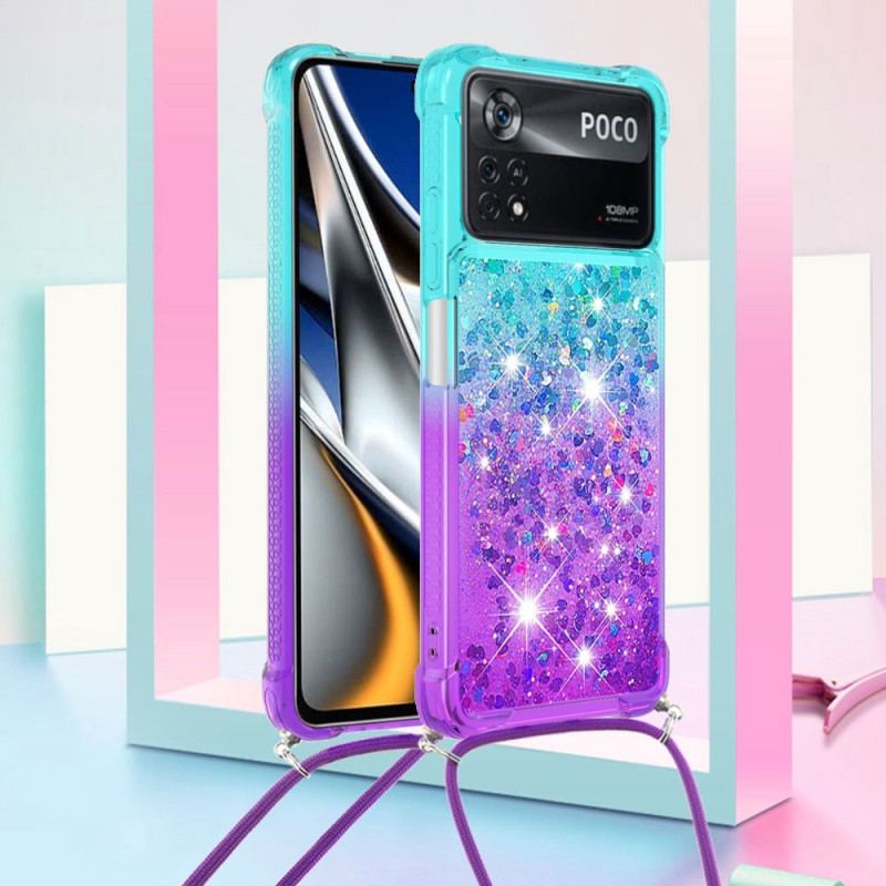 Coque Poco X4 Pro 5G à Cordon Silicone Paillettes