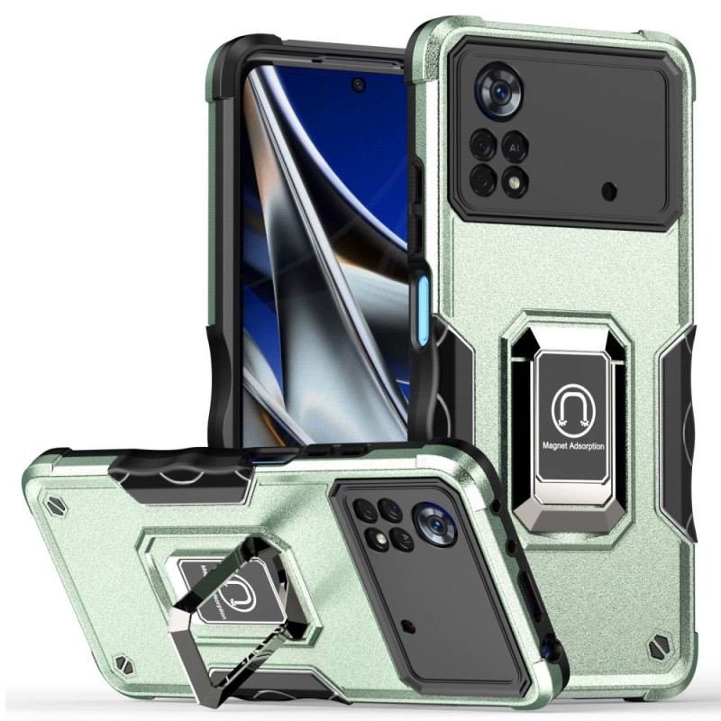 Coque Poco X4 Pro 5G Effet Métal Anneau-Support