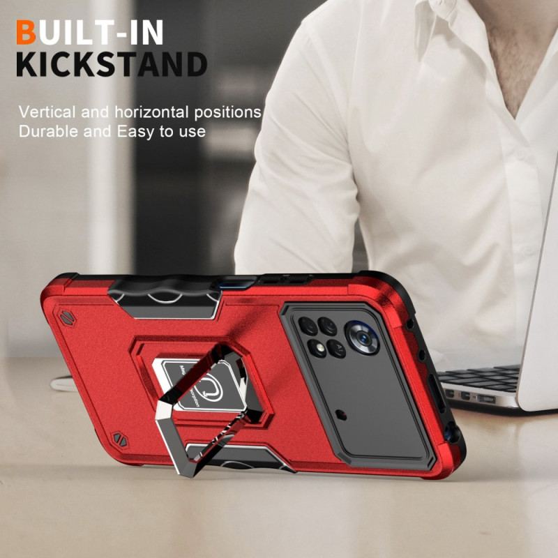 Coque Poco X4 Pro 5G Effet Métal Anneau-Support