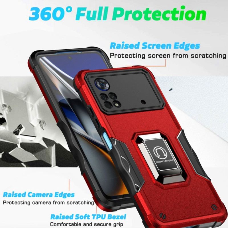 Coque Poco X4 Pro 5G Effet Métal Anneau-Support