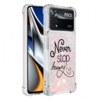 Coque Poco X4 Pro 5G Never Stop Dreaming Paillettes