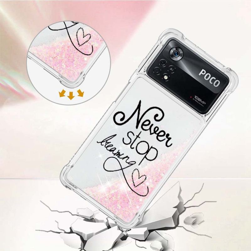 Coque Poco X4 Pro 5G Never Stop Dreaming Paillettes