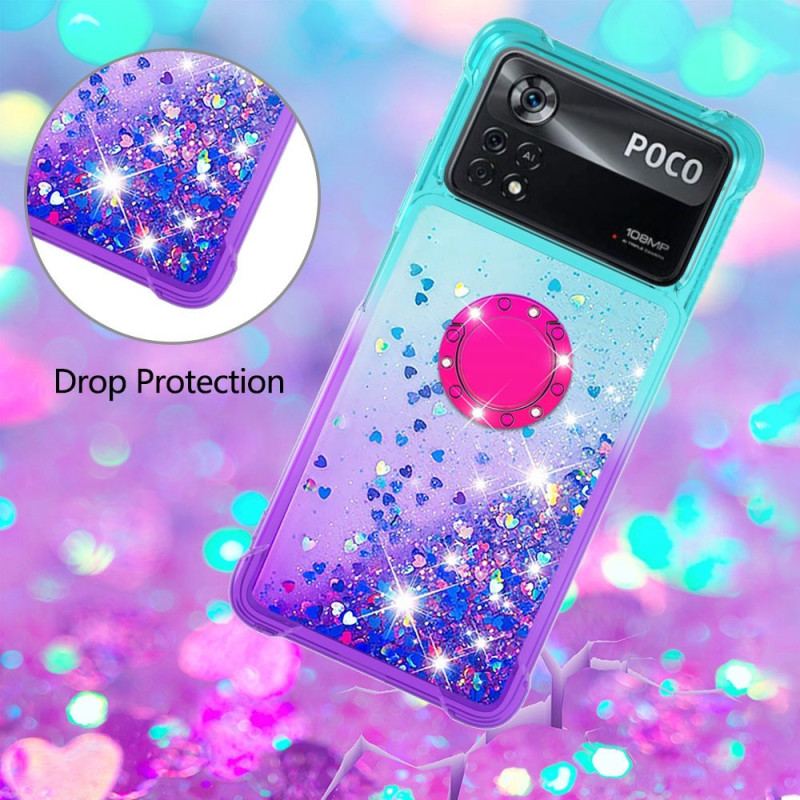 Coque Poco X4 Pro 5G Paillettes Anneau-Support