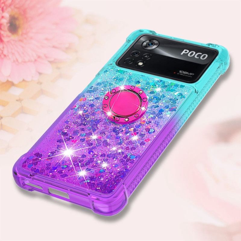 Coque Poco X4 Pro 5G Paillettes Anneau-Support