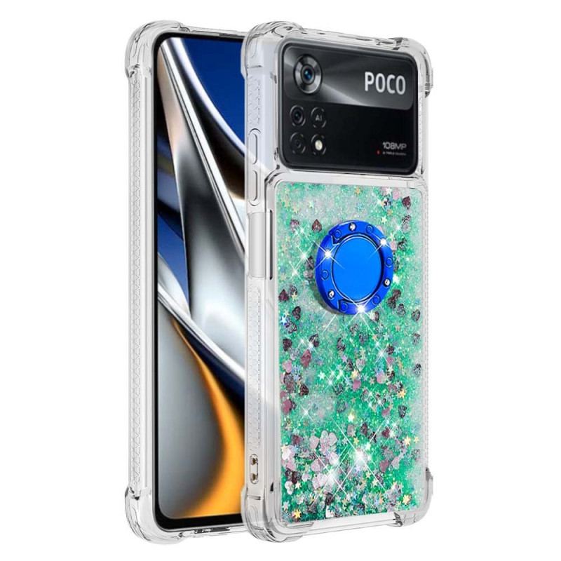 Coque Poco X4 Pro 5G Paillettes avec Anneau-Support