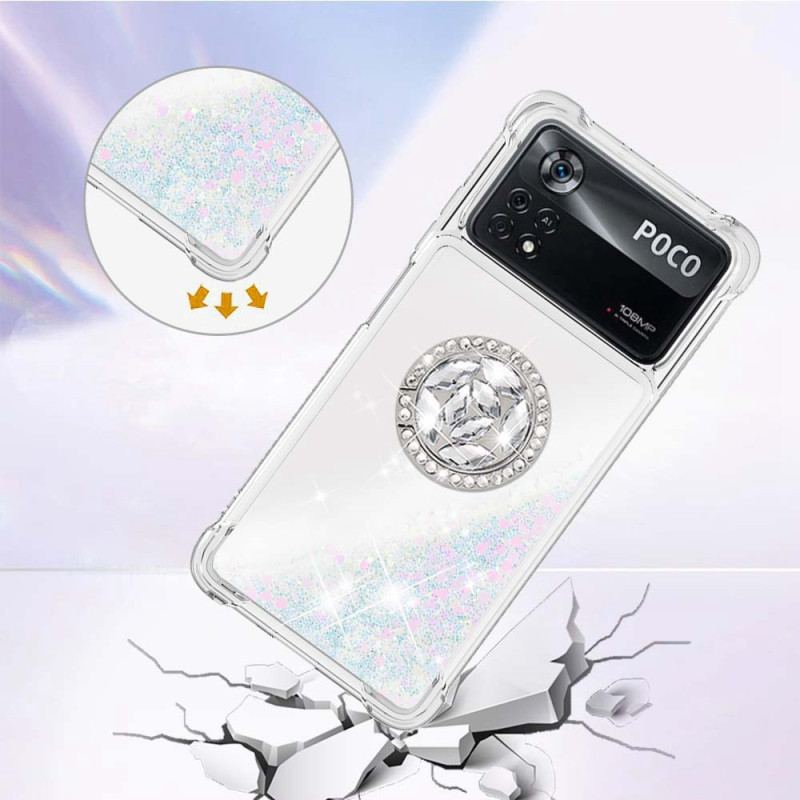 Coque Poco X4 Pro 5G Paillettes avec Anneau-Support