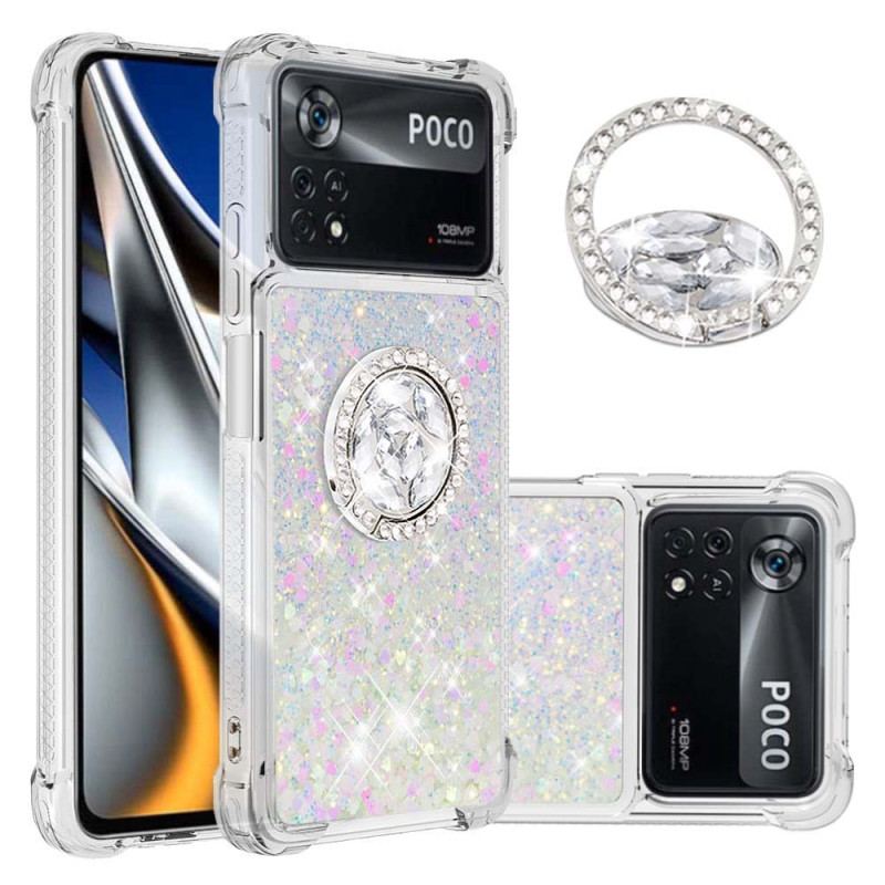 Coque Poco X4 Pro 5G Paillettes avec Anneau-Support