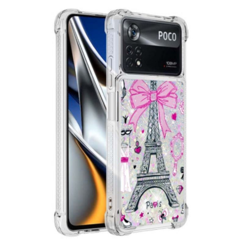 Coque Poco X4 Pro 5G La Tour Eiffel Paillettes