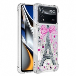 Coque Poco X4 Pro 5G La Tour Eiffel Paillettes