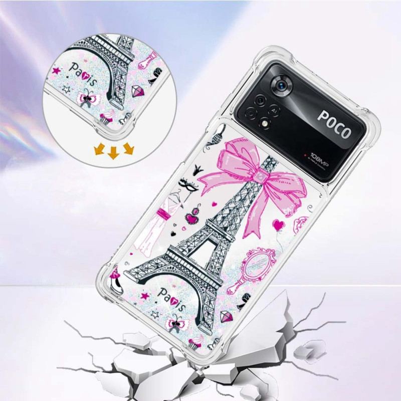 Coque Poco X4 Pro 5G La Tour Eiffel Paillettes