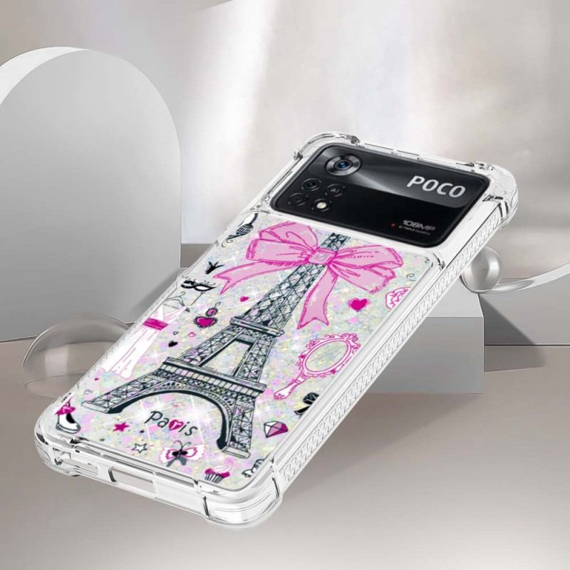 Coque Poco X4 Pro 5G La Tour Eiffel Paillettes