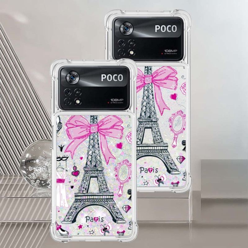 Coque Poco X4 Pro 5G La Tour Eiffel Paillettes