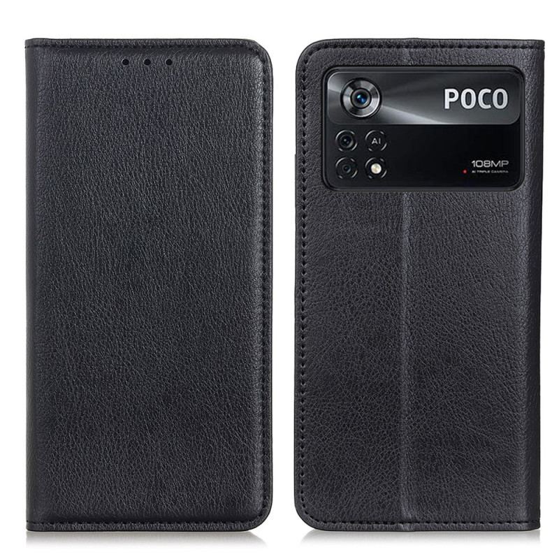 Flip Cover Poco X4 Pro 5G Cuir Fendu Litchi