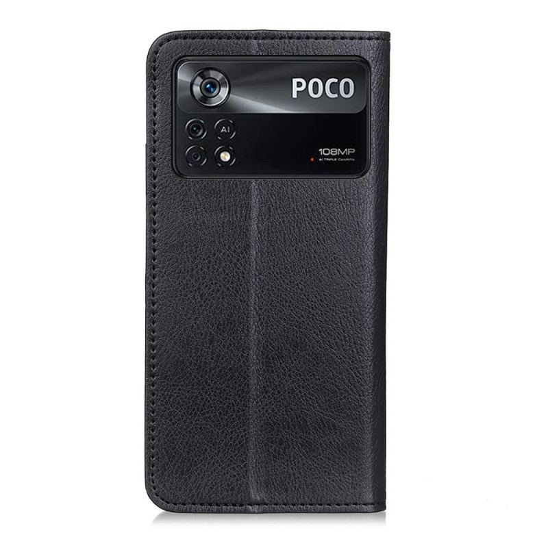 Flip Cover Poco X4 Pro 5G Cuir Fendu Litchi