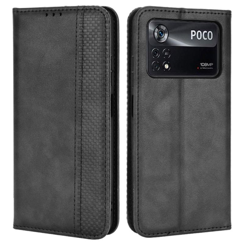 Flip Cover Poco X4 Pro 5G Effet Cuir Vintage