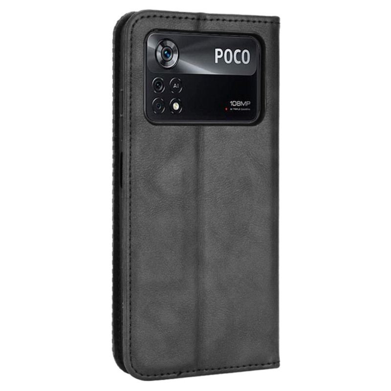 Flip Cover Poco X4 Pro 5G Effet Cuir Vintage