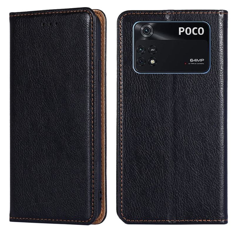 Flip Cover Poco X4 Pro 5G Simili Cuir Coutures