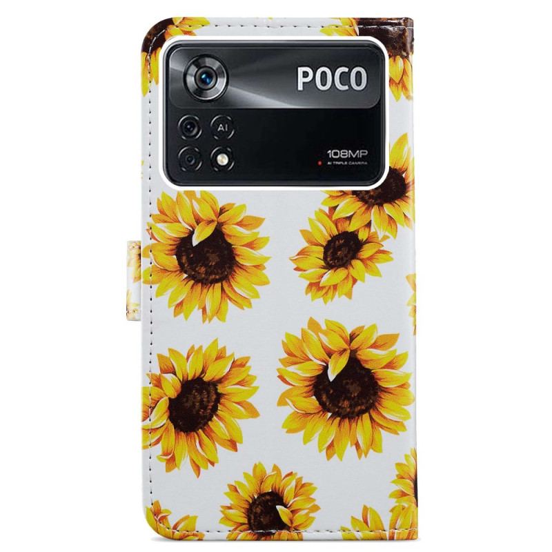 Housse Poco X4 Pro 5G Fleurs à Lanière