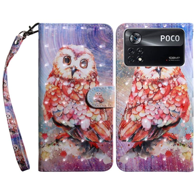 Housse Poco X4 Pro 5G Hibou à Lanière