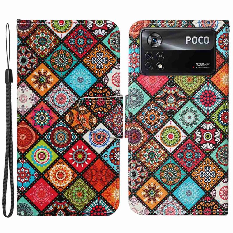 Housse Poco X4 Pro 5G Patchwork à Lanière