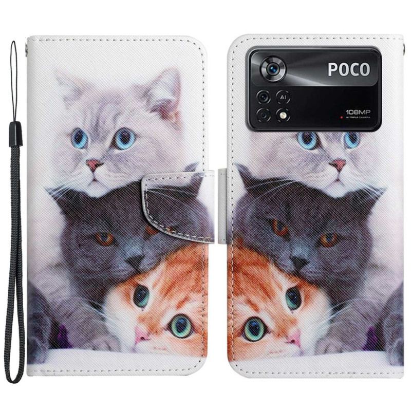 Housse Poco X4 Pro 5G Que des Chats à Lanière