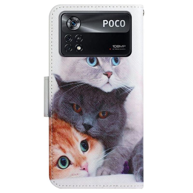 Housse Poco X4 Pro 5G Que des Chats à Lanière