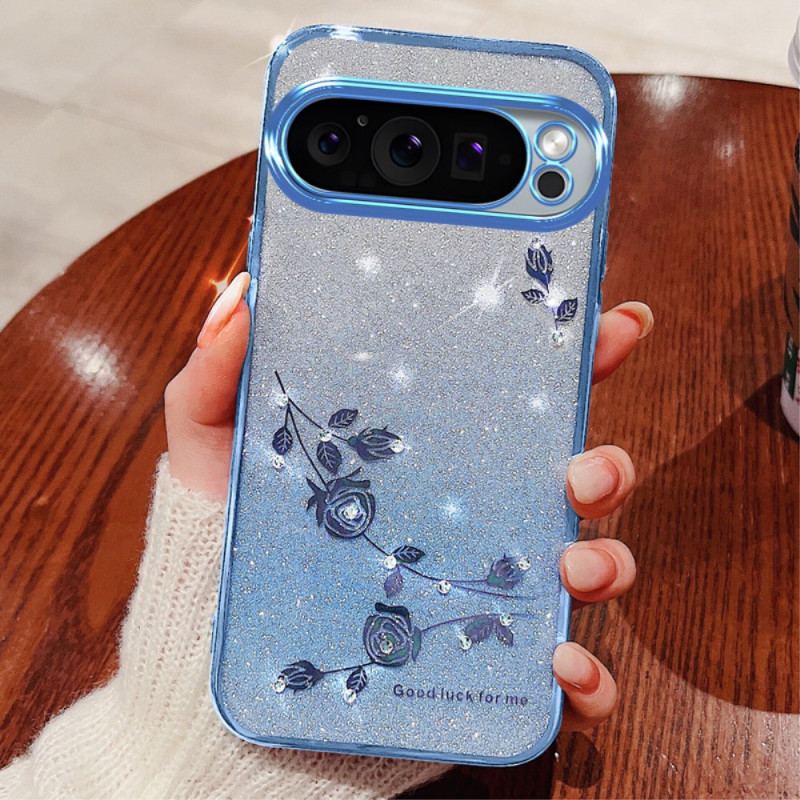 Coque Google Pixel 9 / Pixel 9 Pro Fleurs et Strass KADEM