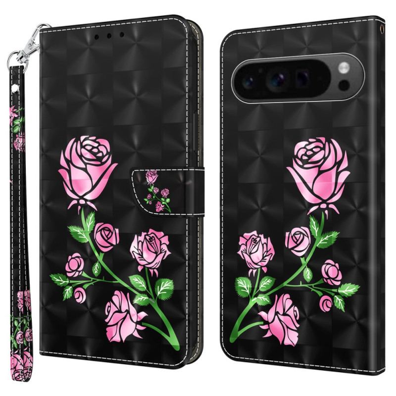 Housse Google Pixel 9 / Pixel 9 Pro Imprimé Floral à Lanière