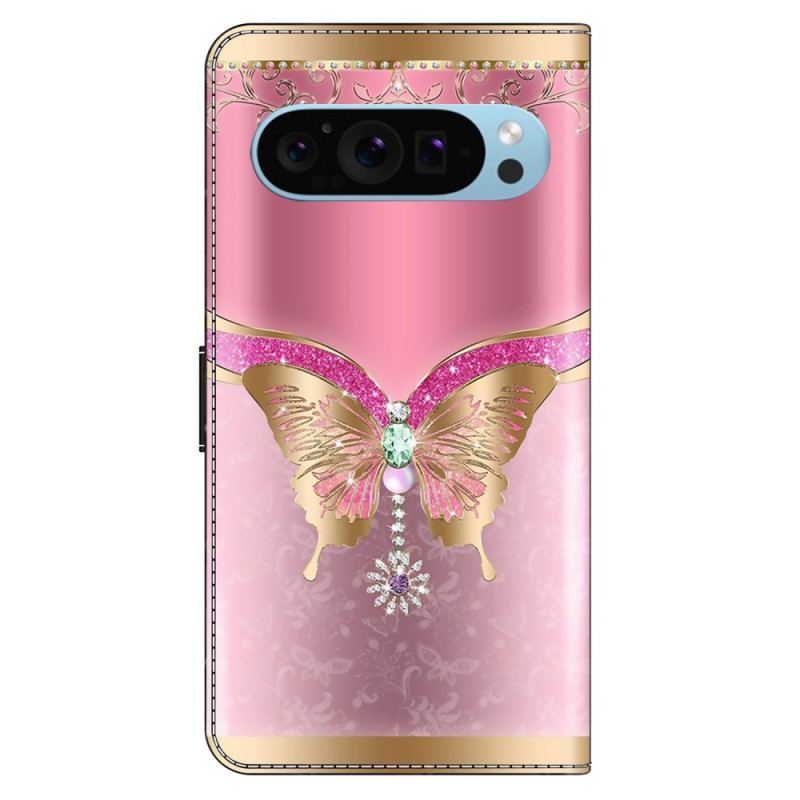 Housse Google Pixel 9 / Pixel 9 Pro Papillon Rose et Doré