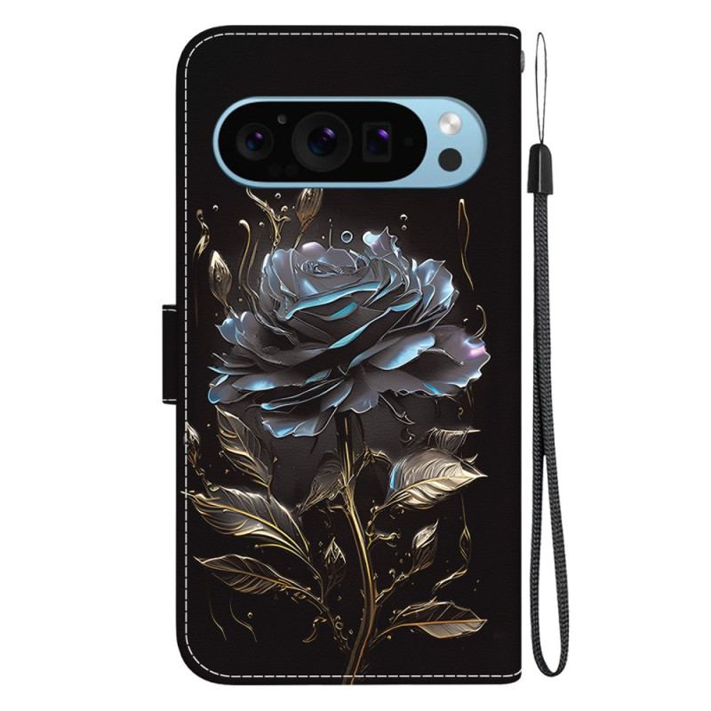 Housse Google Pixel 9 / Pixel 9 Pro Rose Noire à Lanière