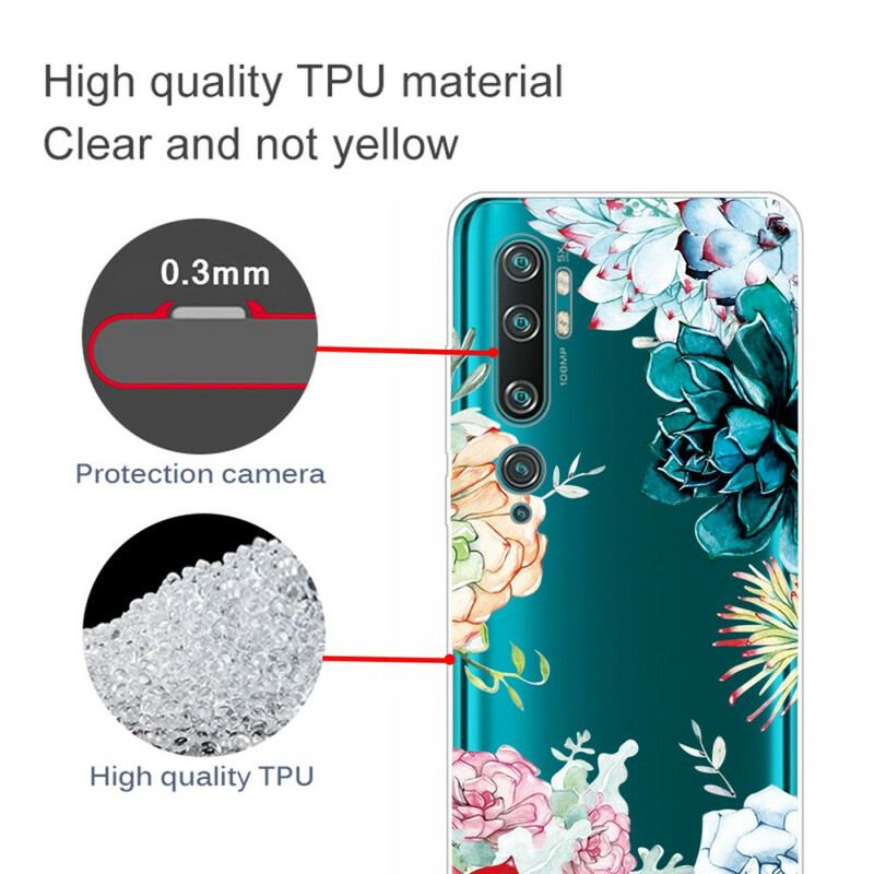 Coque Xiaomi Mi Note 10 / Note 10 Pro Transparente Fleurs Aquarelle