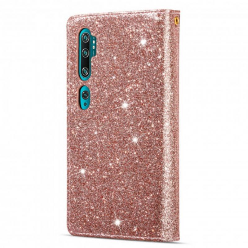 Housse Xiaomi Mi Note 10 / Note 10 Pro Paillettes Portefeuille Zip