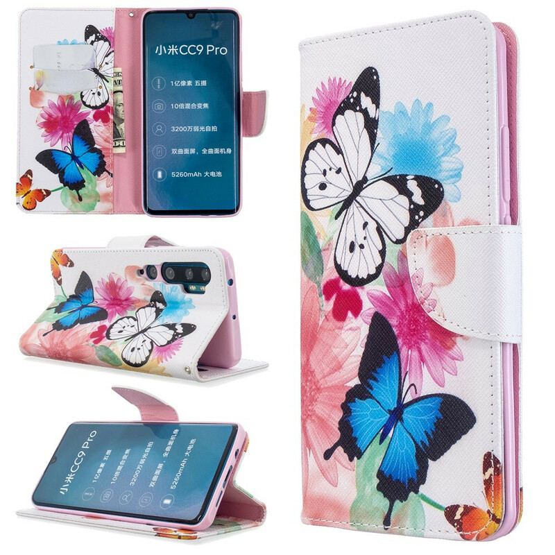 Housse Xiaomi Mi Note 10 / Note 10 Pro Papillons et Fleurs Peints