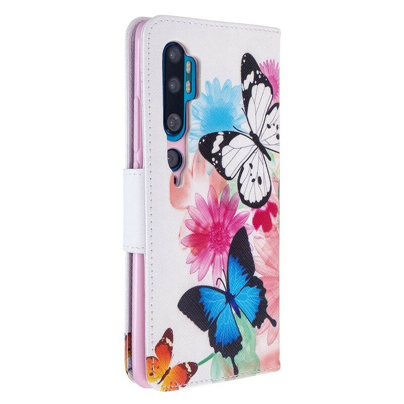 Housse Xiaomi Mi Note 10 / Note 10 Pro Papillons et Fleurs Peints