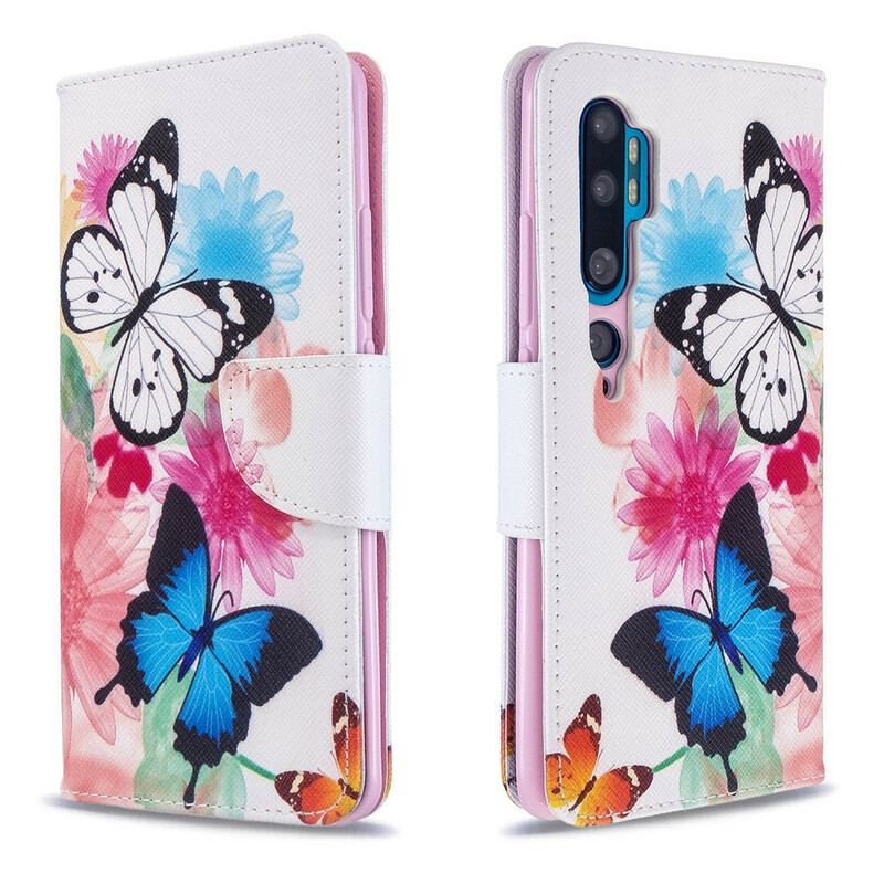 Housse Xiaomi Mi Note 10 / Note 10 Pro Papillons et Fleurs Peints