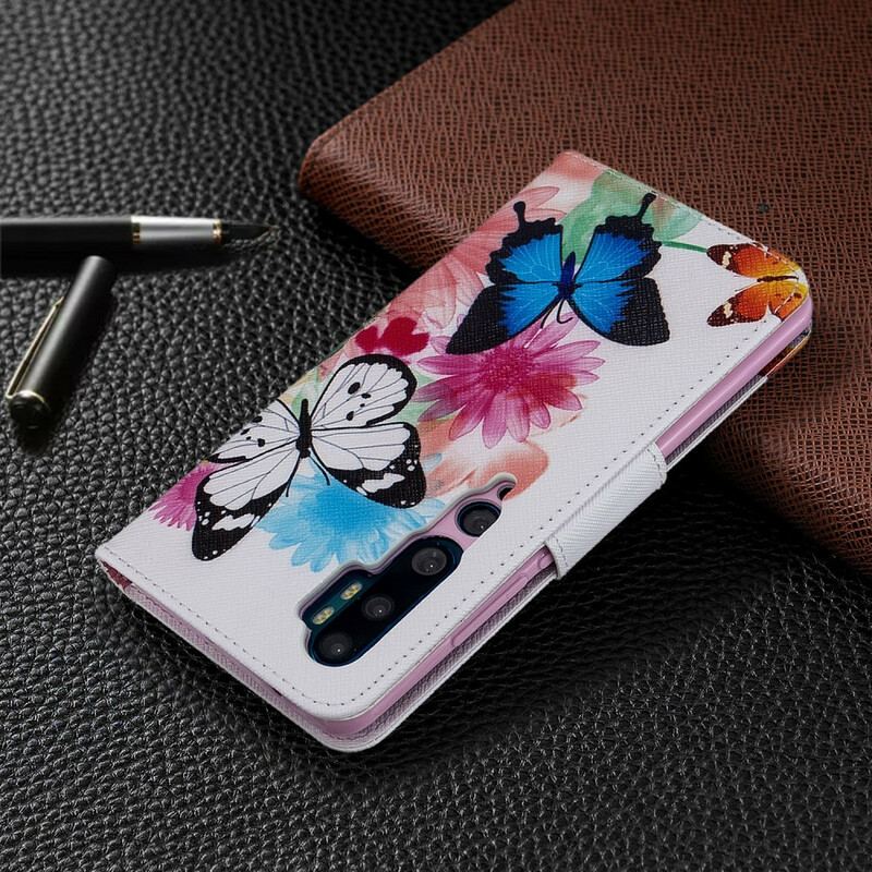 Housse Xiaomi Mi Note 10 / Note 10 Pro Papillons et Fleurs Peints