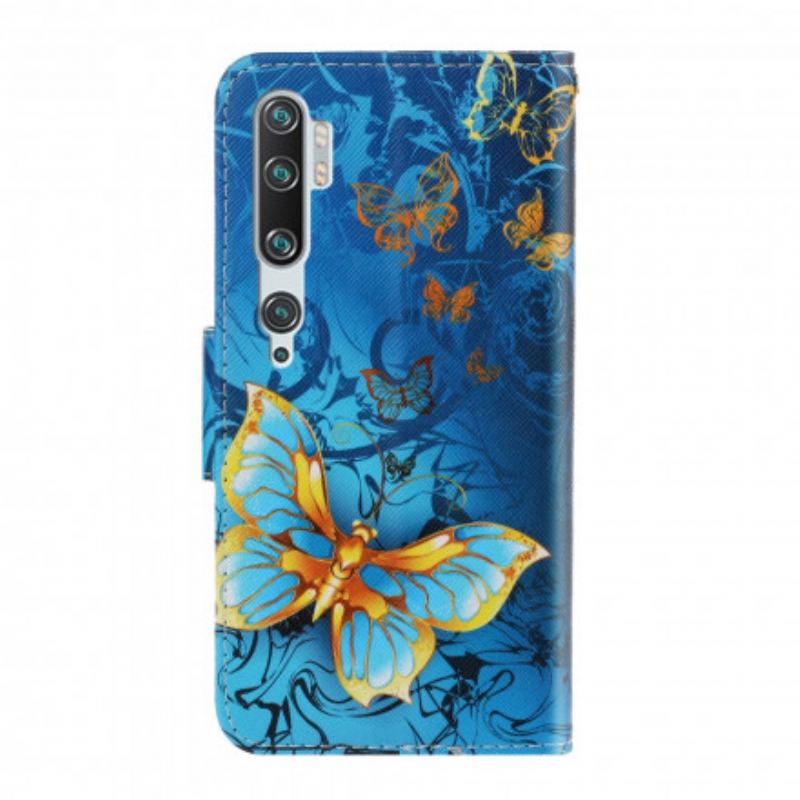 Housse Xiaomi Mi Note 10 / Note 10 Pro Variations Papillons à Lanière