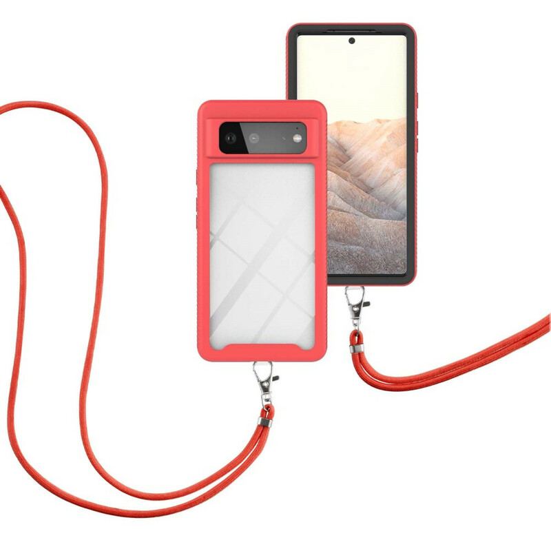 Coque Google Pixel 6 Hybride avec Cordon et Contour coloré