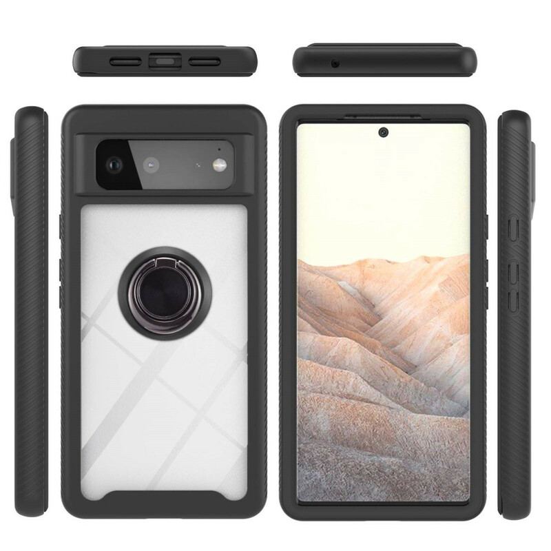 Coque Google Pixel 6 Hybride Rebords Biseautés avec Anneau