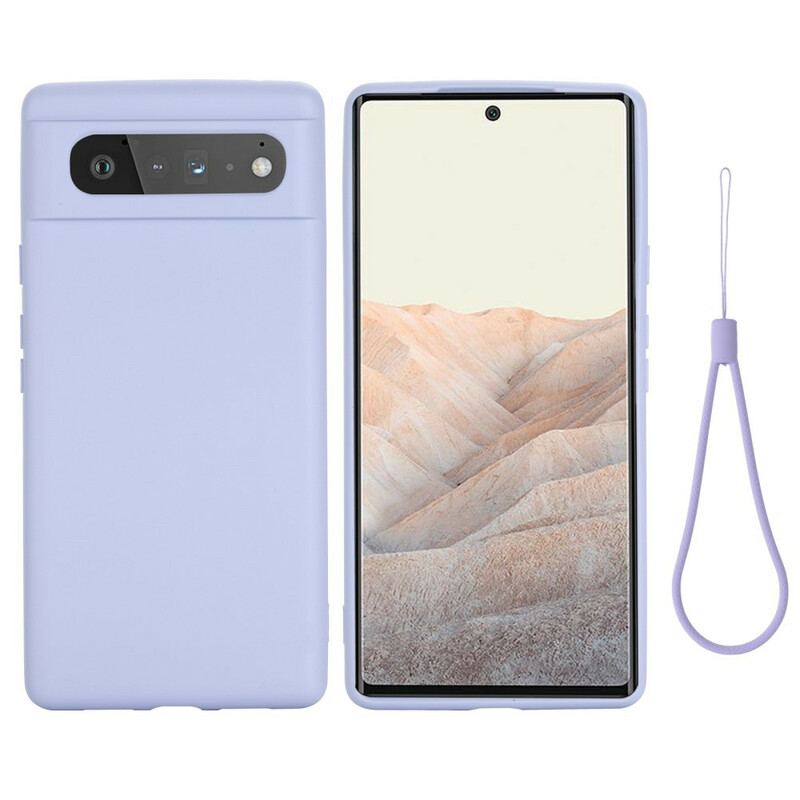 Coque Google Pixel 6 Silicone Liquide Avec Lanière