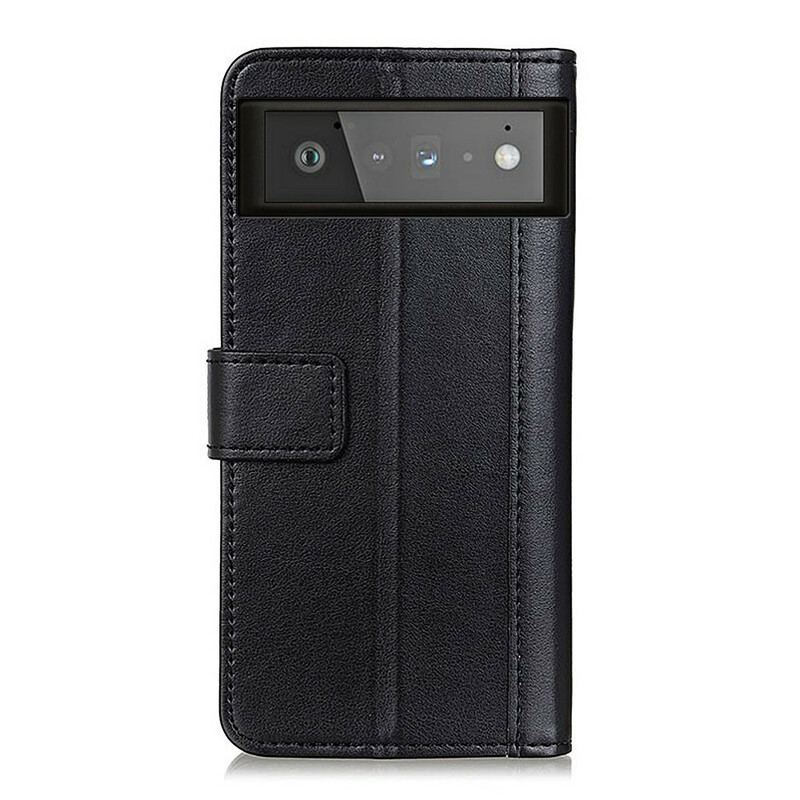 Flip Cover Google Pixel 6 Cuir Litchi Fendu Classique