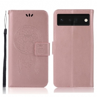 Housse Google Pixel 6 Effet Cuir Attrape Rêves Hibou