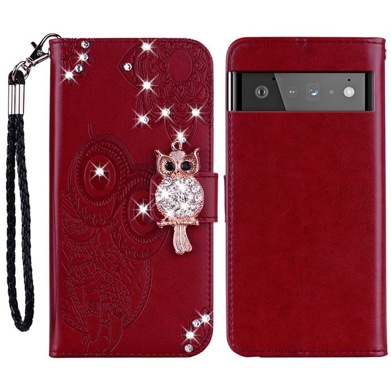 Housse Google Pixel 6 Hibou Mandala et Breloque